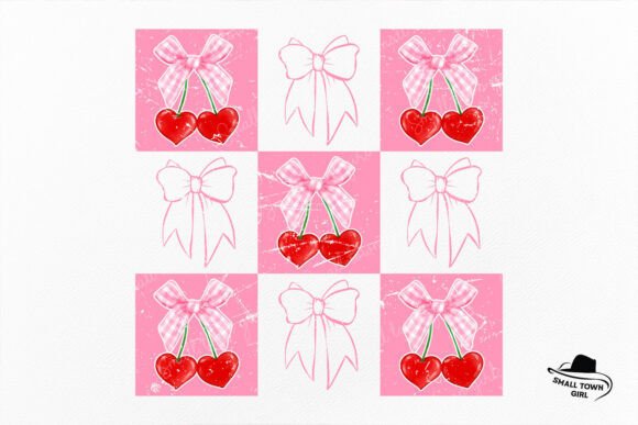 Elevate Your Designs with the Checkered Cherry Coquette Bow Valentine