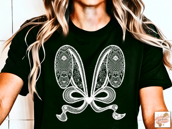 Elevate Your Designs with White Lace Bunny Coquette Bow PNG