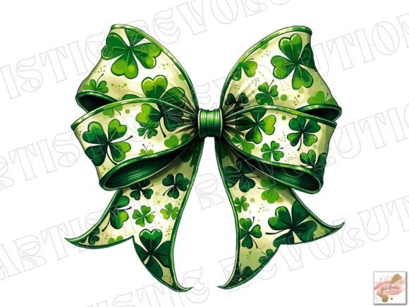 Retro Coquette Bow St Patrick's Day PNG