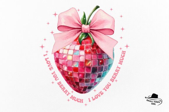 Valentine Strawberry Coquette Bow PNG: A Design Asset for Sweet Branding