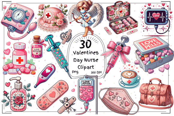 Valentine’s Day Nurse Clipart: Design with Heart