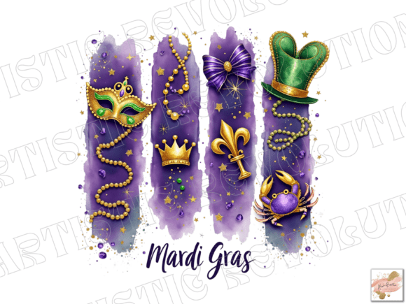 Vibrant Brushstroke Mardi Gras PNG for Dynamic Designs