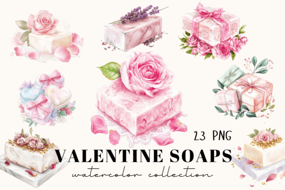 Watercolor Valentine Soaps PNG Set: A Designer's Romantic Toolkit