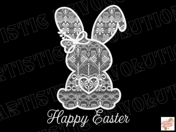White Lace Bunny PNG: A Coquette Design Asset